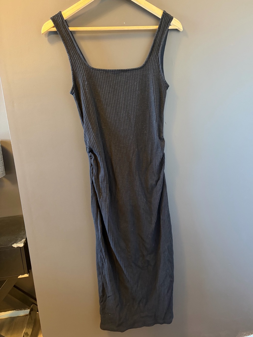 Old Navy Maternity Black Ribbed Square-Neck Midi Dress